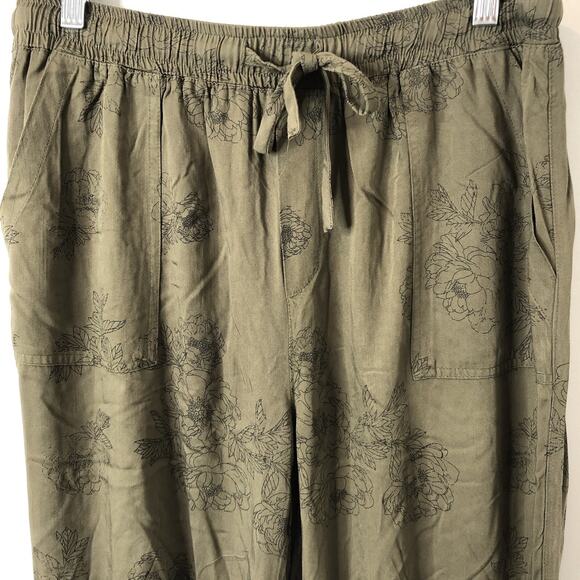 Thread & Supply NWT Women's Ivy Green Peony Pull-On Jogger Casual Pants Large - Picture 7 of 11